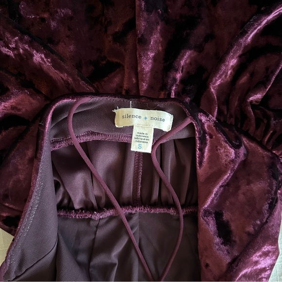 UO Maroon Velvet Romper- Kimchi Blue Vanessa Crushed Velvet Fit + Flare Romper - Picture 10 of 13